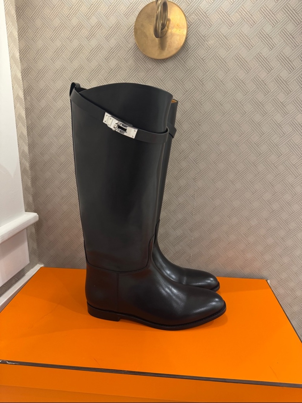 Classic Black Leather Riding/Jumping Boots with Silver Buckle size 41 US 11 - Picture 3 of 16